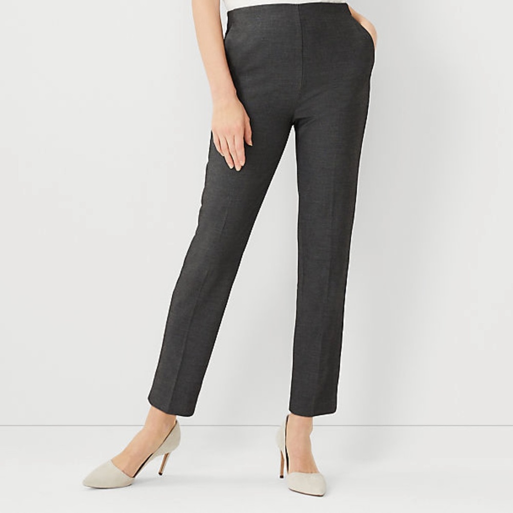 Ann Taylor Bi-Stretch Side Zip Suiting Pants in Grey - 6P (Part of a Set!)